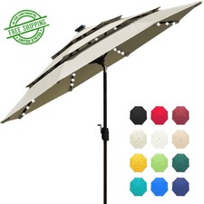 Plantation Patterns 11 Ft Aluminum Market Patio Umbrella Sunbrella Antique Beige For Sale Online Ebay