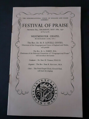 1950 Festival of Praise Westminster Chapel Dr. H.F. Lovell Cocks