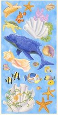 Wallpaper Mural Under The Sea Life Accent Pieces Cutouts Dolphin Fish Seashells