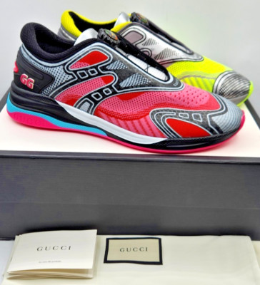 NEW Gucci Ultrapace R Mismatched Neon Pink Yellow Men's Sneakers UK9 US9.5 $890