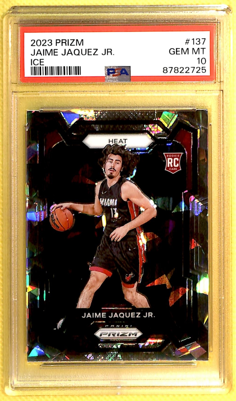2023-24 Panini Prizm Base Rookie Cracked Ice Jaime Jaquez Jr. #137 PSA 10 BG6-2