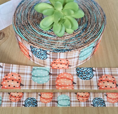 5/8, 7/8 & 1.5'' (1 YD) Pumpkin Grosgrain Ribbon Gourds Polka Dot Jack-O-Lantern