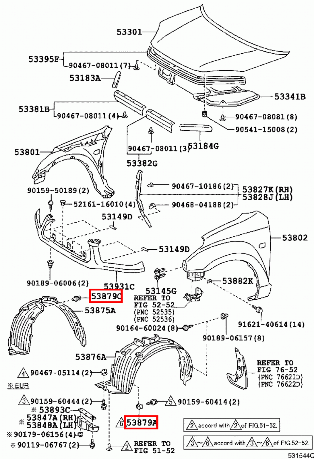 Genuine RAV4 ZCA26 ZCA25 CLA21 CLA20 Front Fender Liner Splash Guard