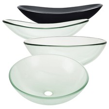 Waschbecken Waschschale Glas Waschtisch Aufsatzbecken Oval Frosted Schwarz