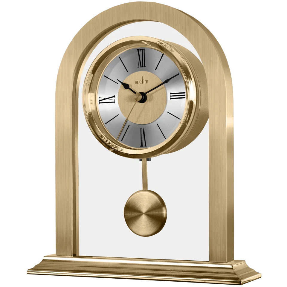 Acctim Colney Pendulum Mantel Clock Quartz Brushed Metal Glass Energy Efficient - Image 3 of 3