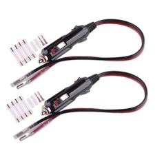 2x 12V Car Cigarette Lighter Male Plug Adapter 16AWG With LED Indicator