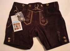 Bavaria Trachten Genuine Leather Lederhosen Shorts Size US-10/ Eu-42- Dark Brown