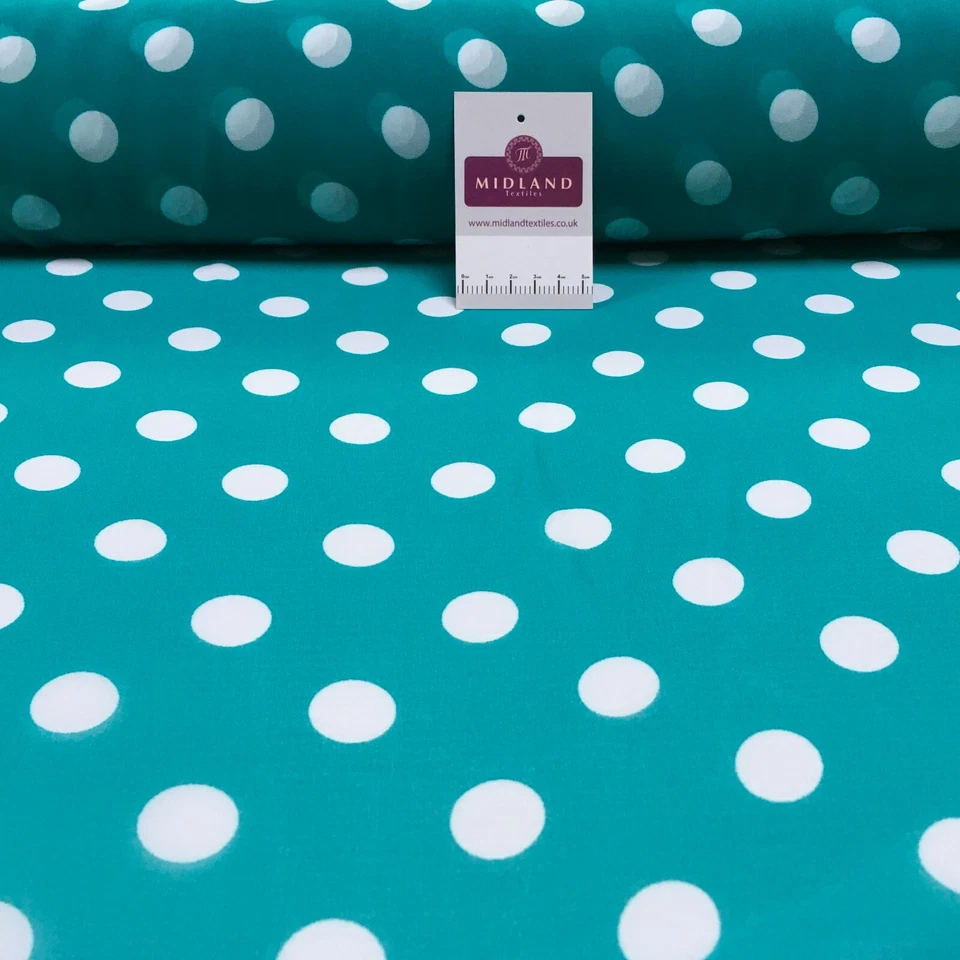 £2.99 Jade Polka dot spotted Georgette chiffon Fabric M1400-31 Mtex - Image 2 of 4