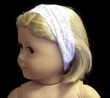 White Stretchy Lace Headband  for 18 inch Doll Clothes Girl Accessories