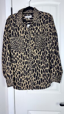 Jones New York Sport Woman Leopard Print Blouse Sheer L/S Plus 2X Mob Wife NWT