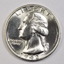 1942-S WASHINGTON QUARTER ~ NICE BRIGHT BLAST WHITE GEM BU UNCIRCULATED! INV#6