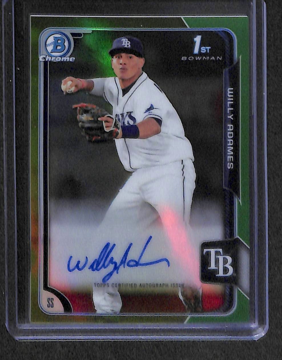 2015 Bowman Chrome Green Refractor Autograph #BCAP-WA Willy Adames No 77 of 99
