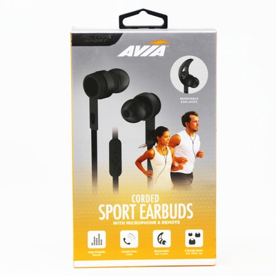 AVIA Corded Sport Earbuds Removable Ear 