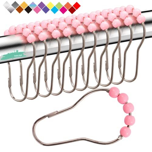 H Pink Shower Curtain Hooks Rings Stainless Steel Shower Curtain Rings