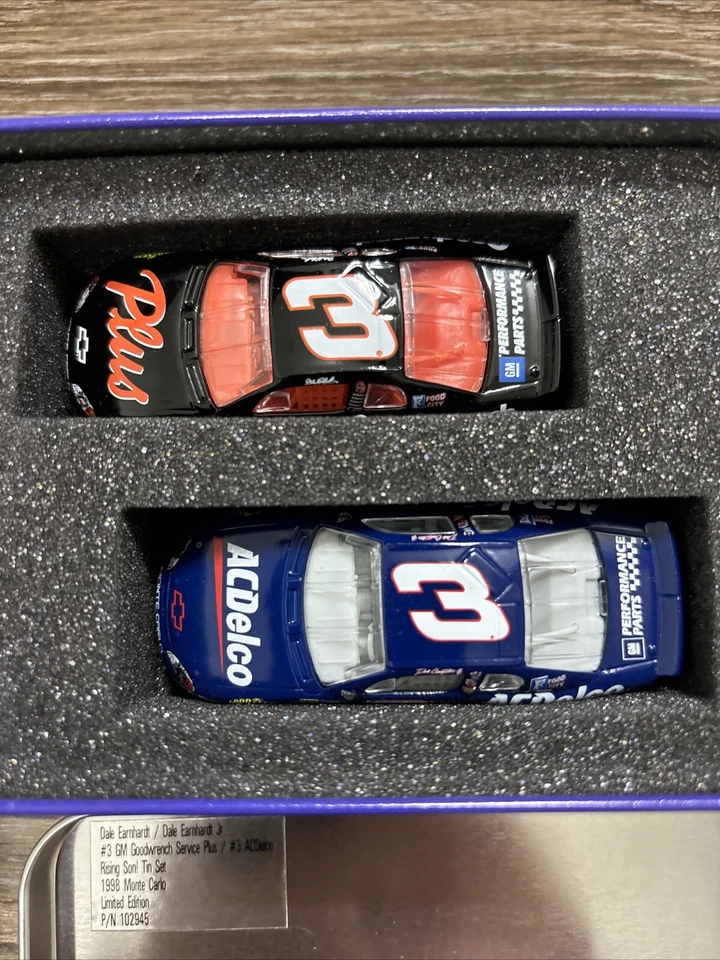 Dale Earnhardt & Dale Earhardt Jr. 1998 Chevy RISING SON 1:64 TIN SET Action - Image 4 of 4