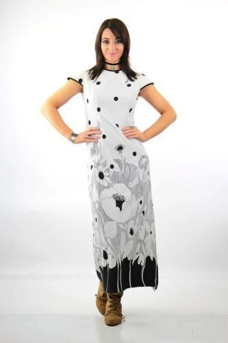 Vestido boho vintage años 70 cottagecore estampado floral vestido pradera Foto 3 de 4