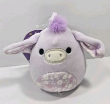 Squishmallows Delzi Purple Flower Donkey 3.5" Clip Spring 2023 NEW w/ Tags