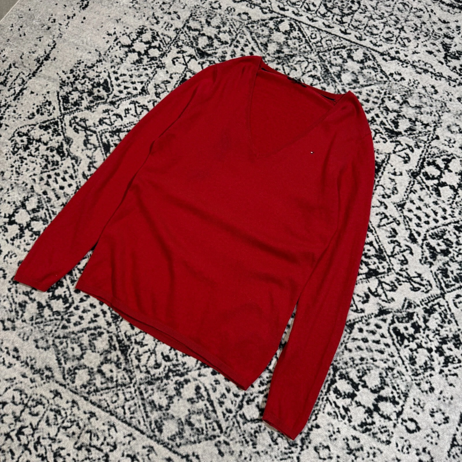 GUCCI Maglione vintage Tommy Hilfiger unisex rosso cotone taglia XL vestibilità regolare