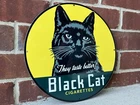 Black cat Heavy Steel Metal Sign Vintage Style