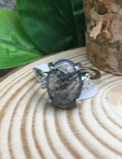 Authentic Moss Agate Ring 925 Silver Plated Handmade Free Ship Size 9 New 6472