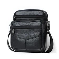 Men Genuine Leather Crossbody Messenger Sling Bag Small Business Travel