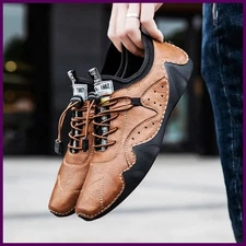New Leather Casual Shoes Men Sneakers Flat Comfortable Men Handmade