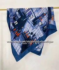 Sallys 70% Cashmere & 30% Silk Wrap Scarf Cat Roof Print Double Face Shawl 53"