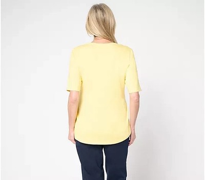 トップス n Denim Co Essentials Perfect Jersey 2Pk Elbow Slve Tops-Blue/Yellow