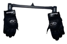 MIZUNO Leather YOUTH Large Black Baseball Batting Gloves Adjustable Wrist Strap