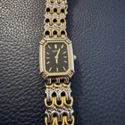 Vtg Seiko 1N00-0BK0 Ladies Watch -Two Tone Diamond Bezel Black Dial - Rare-Works