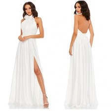 MAC DUGGAL ROSETTE HALTER CHIFFON EVENING GOWN SIZE 2