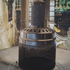 Gas Outdoor Flame Patio Heater Standing Rattan-Style Base Igniter Brown Silver
