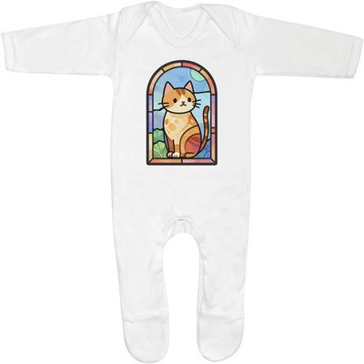 Baby Strampler Jumpsuits / Schlafanzüge ''Buntglas Katze'' (SS062646)