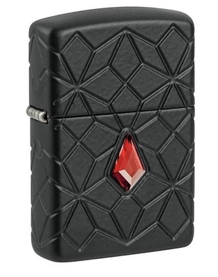 Zippo Red Crystal Design MultiCut design Deep Carve Armor Black Matte 46756