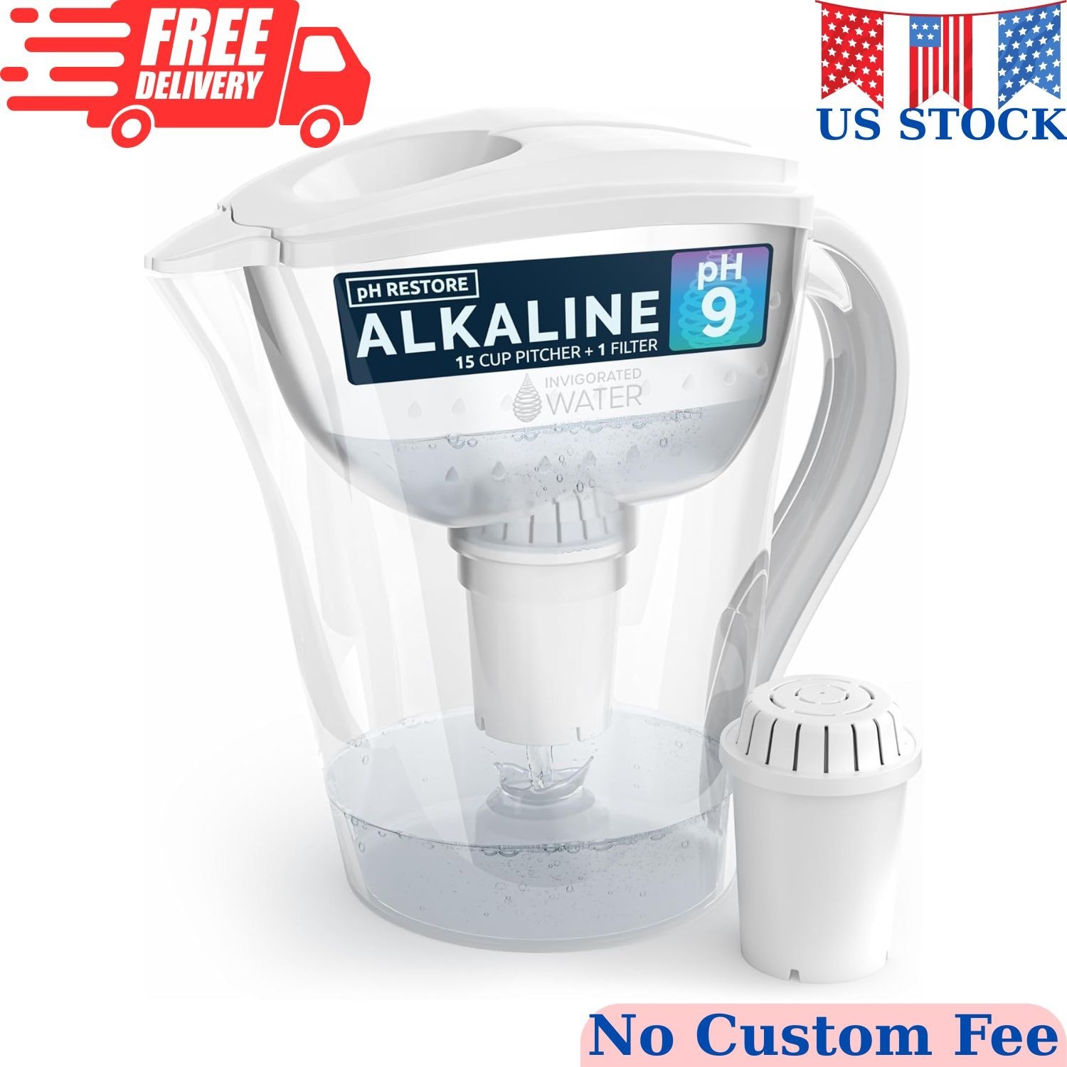 Filter Pitcher with 1 Alkaline Filter &ndash; BPA-Free High pH P