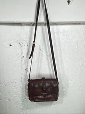 DOONEY & BOURKE BROWN LEATHER FOLD OVER FLAP CROSSBODY PURSE 8 X 7