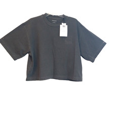 Coach Women's Cropped T-Shirt Size Large NWT Gray/Smoke Organic Cotton