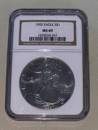 1992 American Silver Eagle NGC MS69 Brown Label