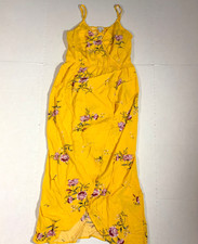 love.fire Yellow Floral Maxi Dress Size M Spaghetti Strap Wrap Style Summer Boho