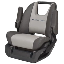 Manitou Boat Low Back Helm Seat 3014-0008417 | Gray / Blue w/ Bolster
