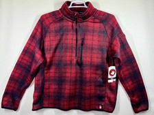 Canada Weather Gear Black Red Plaid Mens Size XL Pullover 1/4 Zip Jacket New Tag