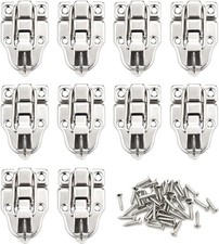 10 Pack Metal Duck-Billed Box Hasp Lock Toggle Latch Catch, Silver Decorative Ha