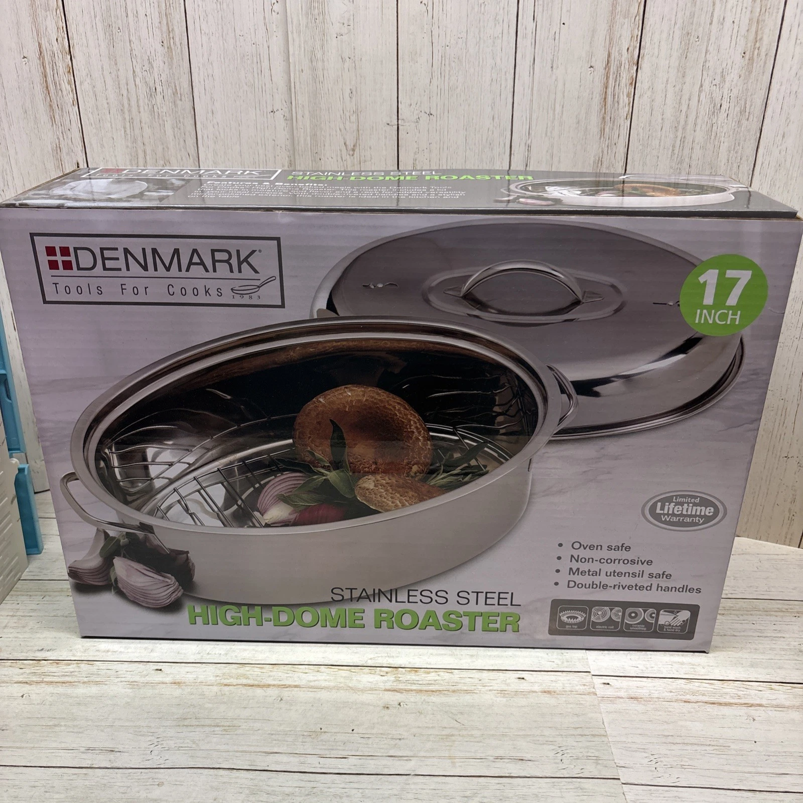 Denmark Tools For Cooks High Dome Roaster Pan W/ Lid Stainless Steel 17 In New