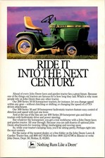 1986 John Deere Lawn Tractor Vintage Color Print Ad Mower Grass Yard Ephemera