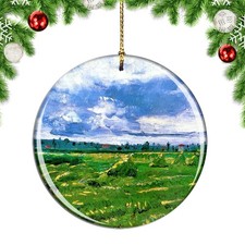 Van Gogh Wheat Fields With Stacks Painti Christmas ornament city travel souvenir