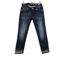 Miss Me Girls Jeans Bootcut Embellished Denim Size 12 Stretch Boho Western style