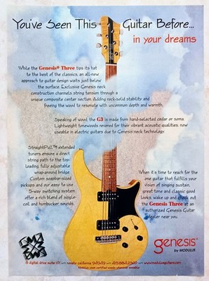 MODULUS GUITARS~GENESIS THREE 3~1998 PROMO POSTER~PRINT AD ADVERT PINUP CLIPPING