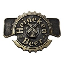 Vintage Heineken Beer Belt buckle With Built in Bottle Opener 3.5" Metal