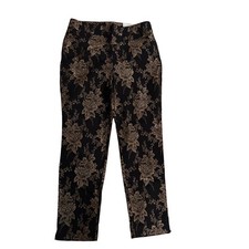 NWT Chico's Black Gold Jacquard So Slimming Brigitte Pants Size 10