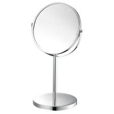 Double Sided Swiel Free Standing Round Mirror Shaving and Makeup Chrome